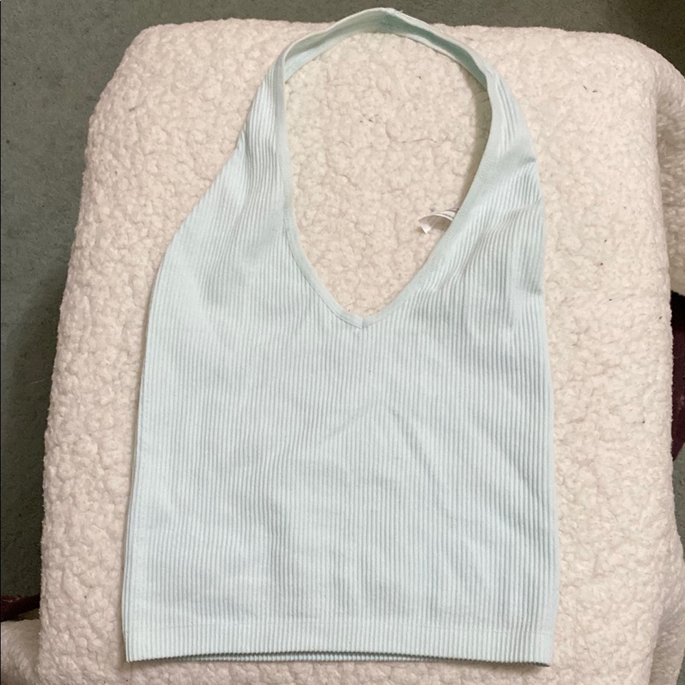 Urban Outfitters Blue Ribbed Backless Crop Tank